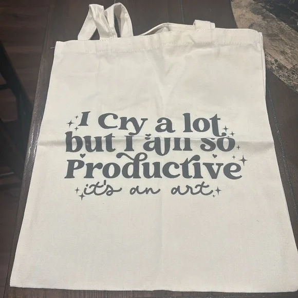 Taylor Swift “I Cry A Lot But I Am So Productive” Canvas Tote Bag - Picture 2 of 4